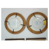 Vintage Framed Rooster Cross Stitch and Hummel Annual Plates