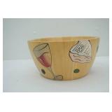 Vintage Clay Art Wooden Salad Bowl