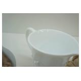 Vintage Milk Glass Diamond Star Pitcher (has chip); China Madonna; and Other Pieces