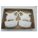 Vintage Decorama White Grapevine Ceramic Wall Pocket Pitchers (2ct)
