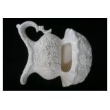 Vintage Decorama White Grapevine Ceramic Wall Pocket Pitchers (2ct)