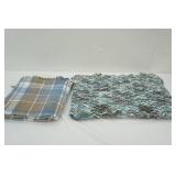 Knitted Afghan approx. 66"x52"& Plaid Throw Blanket 50"x 52"