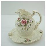 Vintage Porcelain Pitcher & Basin-Belleek or Capodimonte Style