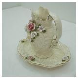 Vintage Porcelain Pitcher & Basin-Belleek or Capodimonte Style