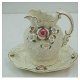 Vintage Porcelain Pitcher & Basin-Belleek or Capodimonte Style