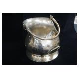 Antique Italian Hammered Silver Plate Helmet Coal Scuttle