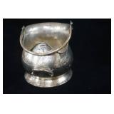 Antique Italian Hammered Silver Plate Helmet Coal Scuttle