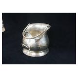 Antique Italian Hammered Silver Plate Helmet Coal Scuttle