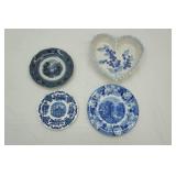 Wedgwood "California" Pearl Stoneware Plate & Others; Pottery Spongeware Heart Shaped Bowl