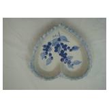 Wedgwood "California" Pearl Stoneware Plate & Others; Pottery Spongeware Heart Shaped Bowl