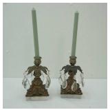 Vintage Girandole Candlesticks/Candelabra: Brass, Marble, & Crystal