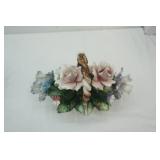 Vintage Capodimonte Porcelain Flower Basket 10" tall