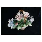 Vintage Capodimonte Porcelain Flower Basket 10" tall