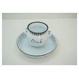 Modern Enamelware Hen Tray & Oink Utensil Holder w/Handles