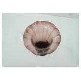 Vintage Fenton Amethyst Vase w/Ruffled Top & White Stripes