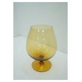 Vintage Italian Empoli Amber Glass Brandy Snifter Vase