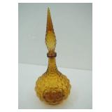 Empoli Vintage Italian Amber Bubble Glass Decanter 16.5" tall