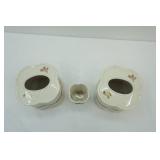 Croscill Riverside Floral Banded Porcelain Tissue Box Covers & Brush Holder