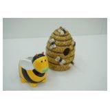 Honey Bee Bird House & Ceramic Bumble Bee Planter