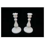 Vintage Fenton Milk Glass Candle Holders 8.5" tall