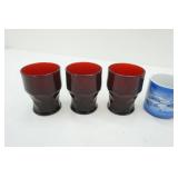 Vintage Anchor Hocking Georgian Ruby Red Glass Tumblers & Mugs