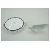 Ironstone Gravy Boat; Vera Wang Wedgwood Oval Covered Vegetable Bowl