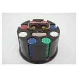 Vintage Wooden Poker Chip Carousel with Poker Chips and Cards