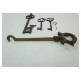 Antique Scale Arm and Cast Iron Decorative Keys