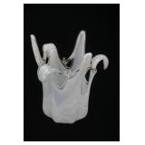 Vintage Murano Sea Splash White Glass Vase 7.5" tall