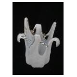 Vintage Murano Sea Splash White Glass Vase 7.5" tall