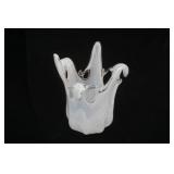 Vintage Murano Sea Splash White Glass Vase 7.5" tall