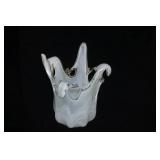 Vintage Murano Sea Splash White Glass Vase 7.5" tall