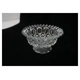 Vintage L.E. Smith Moon and Stars Clear Glass Crimped Ruffled Candy Dish