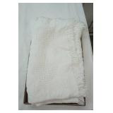 White Hearts Woven Afghan