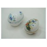 Limoges France Egg-Shaped Porcelain Trinket Boxes (2ct)