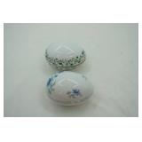 Limoges France Egg-Shaped Porcelain Trinket Boxes (2ct)