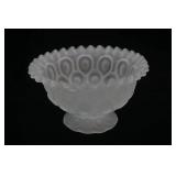 Vintage L.E. Smith Moon and Stars Satin Frosted Glass Crimped Ruffled Candy Dish