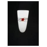 Murano Art Glass Vase Black/Red Eyes 12