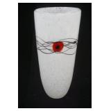 Murano Art Glass Vase Black/Red Eyes 12