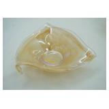 Vintage Murano Art Glass Bowl: Peachy-Gold Iridescent Sheen