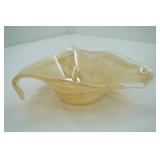 Vintage Murano Art Glass Bowl: Peachy-Gold Iridescent Sheen