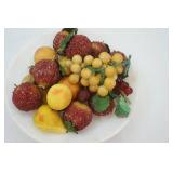 Vintage Marble Fruit Bowl with Decorative Glass and Stone Fruit