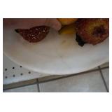 Vintage Marble Fruit Bowl with Decorative Glass and Stone Fruit