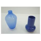 Vintage USA Ceramic Vase 8"x 3"; LSA Blue Vase 10" tall