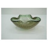 Vintage Murano Art Glass Bowl Featuring a Bullicante and Aventurine Technique