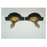 Vintage/Antique Brass & Wood Wall Shelves w/Plate Rails