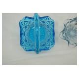 Vintage Indiana & Fenton Glass Baskets - blue