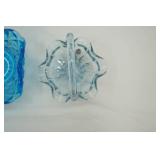 Vintage Indiana & Fenton Glass Baskets - blue