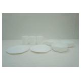 Arcopal Novoctime White Milk Glass Octagon Bowls, Plates, Mugs