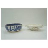 Vintage/Antique Blue Willow Bowl; Antique  Porcelain Serving Dish